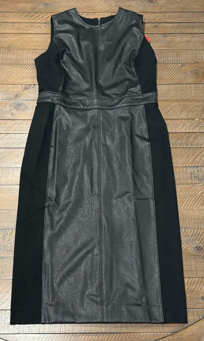 Spanx Leather-Like Combo Fitted Sheath Dress Luxe Black 20393R - Women’s M